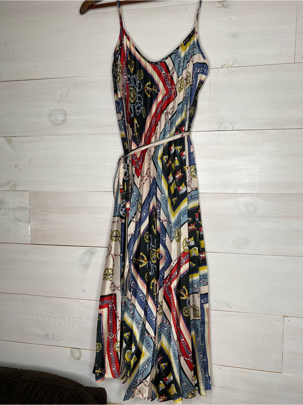 MNG Suit Nautical Print Pleated Midi Dress - Size XS/2
